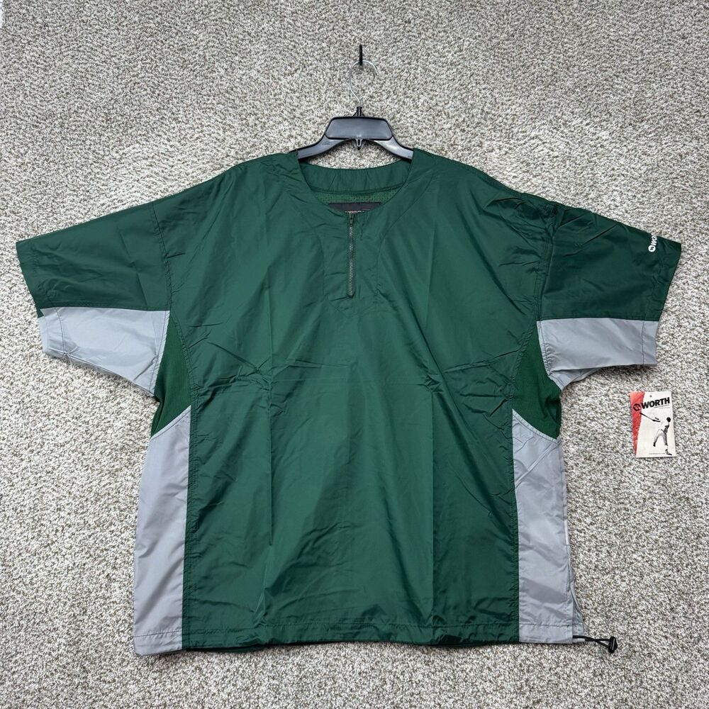 Worth Wind Shirt Men's Large Green 1/4 Zip Lightweight Vented Baseball Nylon New